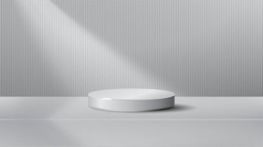 Beyaz podyum zarif arka plan lüks boş sunum stüdyo ürün süslemesi altın kaide