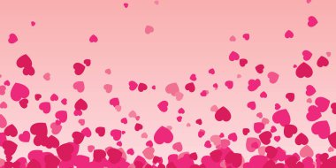 Anneler Günü ve Sevgililer Günü için pembe zemin üzerine kırmızı kalp kağıdı. Boş boşluklu pankart tasarım vektör çizimi. Kağıt kalpler. Uçan kırmızı kalpli sevgililer günü posteri. hisse illüstrasyonu