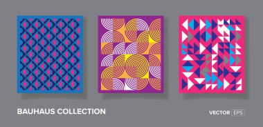 Soyut yaratıcı Bauhaus klasik geometrik stil kaplama şablonu. Kapaklar, afişler, el ilanları ve posterler için geçmişe dönük sanat eserleri