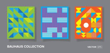 Yaratıcı Bauhaus klasik geometrik stil kaplama şablonu. Kapaklar, afişler, el ilanları ve posterler için Geometrik Sanat