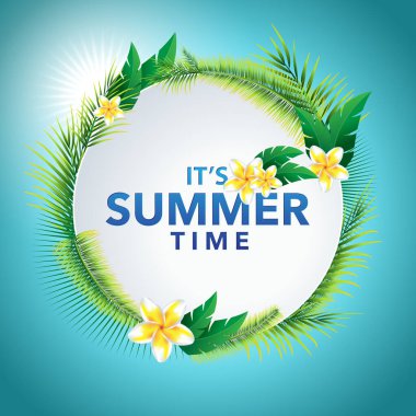 Yaz tropik cenneti İllüstrasyonu Yaz mevsiminde egzotik bitkilerle