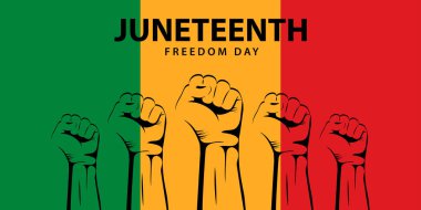 Haziran Özgürlük Günü 'nde. 19 Haziran 2022 Afrika Amerika Kurtuluş Günü. Siyah, kırmızı ve yeşil. Vektör