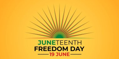 Haziran 'da. Özgürlük Günü. 19 Haziran. Tatil konsepti. Arkaplan, afiş, kart, metin yazımlı poster şablonu