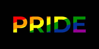 Haziran ayında LGBT Gurur Ayı. Gökkuşağı bayrağı gururlu ay duvar kağıdı. Gurur ayının sembolü. Poster, el ilanı, ağ, pankart, şablon için tasarım