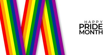 LGBTQ Onur Ayı. Bulanık gökkuşağı arkaplanı üzerine beyaz kağıt metin etiketi. Banner Love aşktır. İnsan hakları ya da çeşitlilik kavramı. Şablon LGBT olay paneli tasarımı