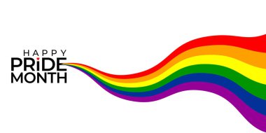 Mutlu Onur Ayı Kutlama Sancağının Tasarımı Beyaz Arkaplanda Gökkuşağı Bayrağı