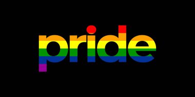 LGBTQ Onur Ayı. Vektör çizimi. Sıvı gökkuşağı arka planında beyaz kağıt etiket. İnsan hakları ya da çeşitlilik kavramı. LGBT olay pankartı tasarımı