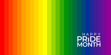 Gurur Ayı Bayrağı. Gururlu Gökkuşağı Arkaplanı Ayın Tasarım Elemanı. Renkli Gurur Bayrağı Arkaplan Vektör İllüstrasyonu