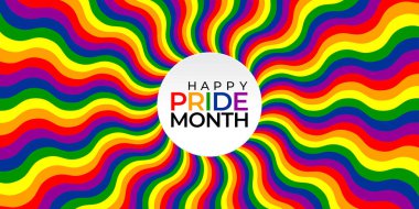 Gökkuşağı Bayrak Çizgili Gurur Ayı Bayrağı. Gurur Ayı için LGBTQ Bayrak Arkaplan Vektörü İllüstrasyonu