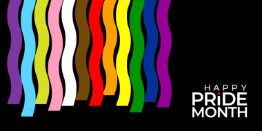 Sosyal medya paylaşımları, hikayeler ve web siteleri için LGBTQ bayrağı taşıyan vektör pankartı. LGBT gökkuşağı sembolü şablonu. Gurur ayı için renkler. Gurur Günü