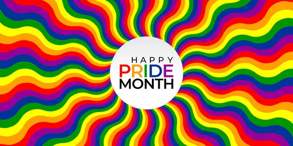 Gökkuşağı Bayrak Çizgili Gurur Ayı Bayrağı. Gurur Ayı için LGBTQ Bayrak Arkaplan Vektörü İllüstrasyonu