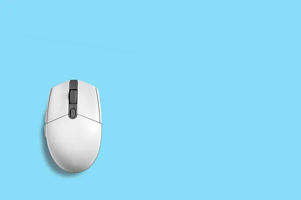 Computer Mouse Blue Background Top View — Stock Photo, Image