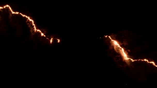 Nacht Vuur Het Bos Met Vuur Rook Epische Luchtfoto Van — Stockvideo
