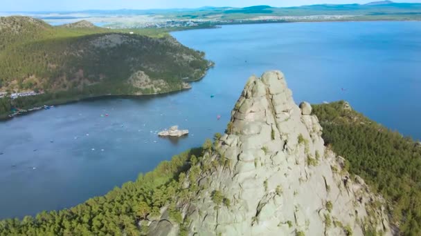 Blue Bay Lagúna Hegyekben Türkiz Víztározók Hegycsúcsokon Burabai Nemzeti Park — Stock videók