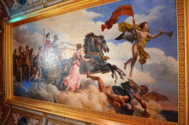 Paris, Fransa 03.25.2017: Paris 'in ünlü bir müzesinin içi