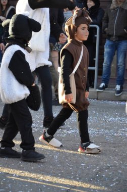 Teulada, Sardunya - 02.18.2018: Sardunya 'nın geleneksel maskeleri