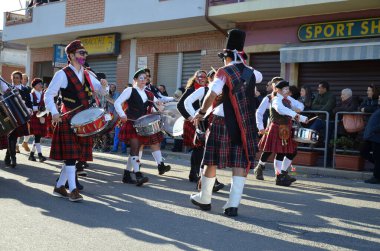 Teulada, Sardunya - 02.18.2018: Sardunya 'nın geleneksel maskeleri