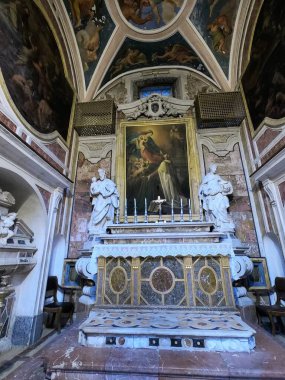 Palermo, Sicilya 12.26.2018: Aziz Catherine Katolik Kilisesi (Chiesa di Santa Caterina, 1596). Aziz Catherine Kilisesi, Piazza Bellini ve Piazza Pretoria arasındaki tarihi merkezin kalbinde yer almaktadır.