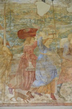 Pisa, İtalya 04.27.2018: Kamposanto Anıtı, Toskana 'nın Pisa kentindeki Mucizeler Meydanı' ndaki antik mezarlık ve anıt mezar