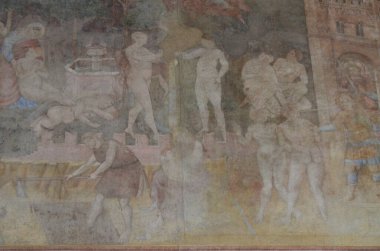 Pisa, İtalya 04.27.2018: Kamposanto Anıtı, Toskana 'nın Pisa kentindeki Mucizeler Meydanı' ndaki antik mezarlık ve anıt mezar