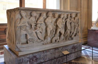 Paris, Fransa 03.25.2017: Paris 'in ünlü bir müzesinin içi