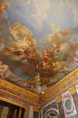 Versay, Fransa - 03.26.2017: Paris yakınlarındaki Versailles Şatosu (Versailles Sarayı)