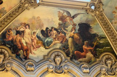 Paris, Fransa 03.23.2017: Opera National de Paris 'in İçişleri