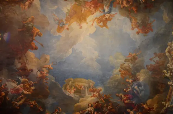 Versay, Fransa - 03.26.2017: Paris yakınlarındaki Versailles Şatosu (Versailles Sarayı)