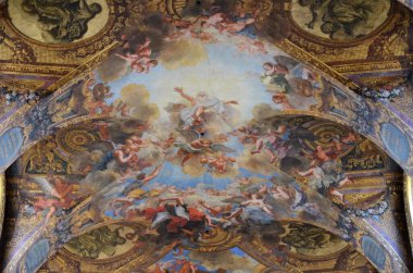 Versay, Fransa - 03.26.2017: Paris yakınlarındaki Versailles Şatosu (Versailles Sarayı)