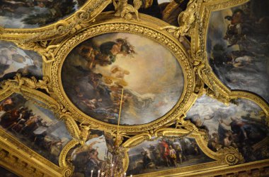 Versay, Fransa - 03.26.2017: Paris yakınlarındaki Versailles Şatosu (Versailles Sarayı)