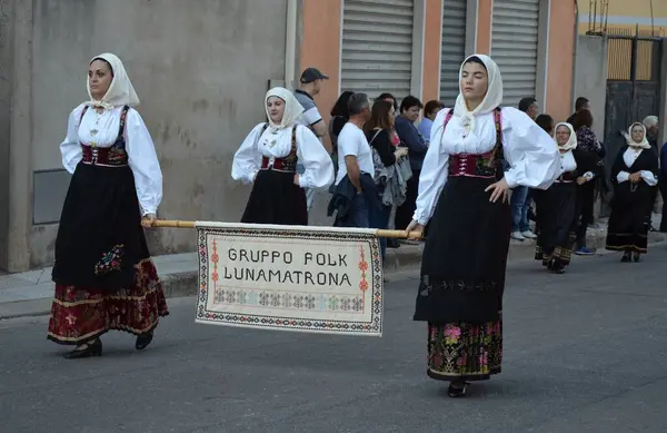 stock image Villacidro, Sardinia 06.02.2019: Cherry's festival with traditional costumes of Sardinia