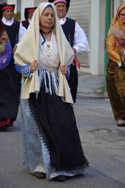 Villacidro, Sardunya 06.02.2019: Cherry 'nin geleneksel Sardunya kostümlü festivali