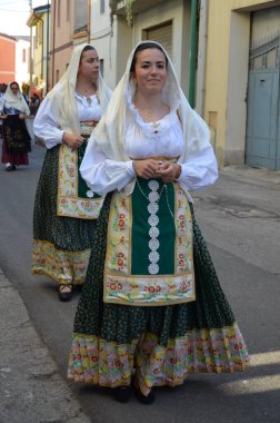 Villacidro, Sardunya 06.02.2019: Cherry 'nin geleneksel Sardunya kostümlü festivali