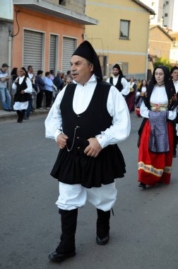 Villacidro, Sardunya 06.02.2019: Cherry 'nin geleneksel Sardunya kostümlü festivali