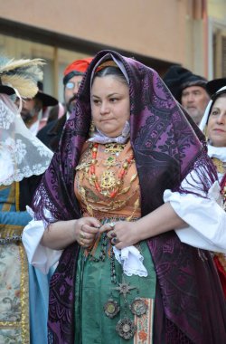 Sant 'Antioco, Sardinya 05.06.2019: Saint Antioco, Sardinya - 04.16.2018: Sant' Antioco dini geçit töreni