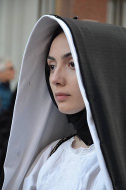 Sant 'Antioco, Sardinya 05.06.2019: Saint Antioco, Sardinya - 04.16.2018: Sant' Antioco dini geçit töreni