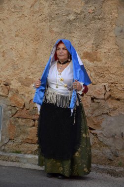 Villacidro, Sardunya 06.02.2019: Cherry 'nin geleneksel Sardunya kostümlü festivali