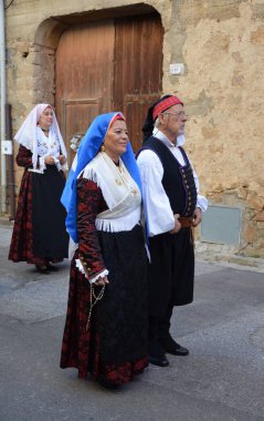 Villacidro, Sardunya 06.02.2019: Cherry 'nin geleneksel Sardunya kostümlü festivali