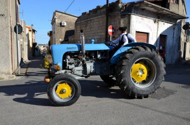 Villacidro, Sardinia 06.02.2019: Cherry's festival with traditional costumes of Sardinia clipart