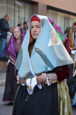 Sant 'Antioco, Sardinya 05.06.2019: Saint Antioco, Sardinya - 04.16.2018: Sant' Antioco dini geçit töreni