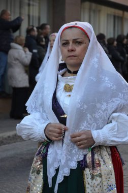 Sant 'Antioco, Sardinya 05.06.2019: Saint Antioco, Sardinya - 04.16.2018: Sant' Antioco dini geçit töreni