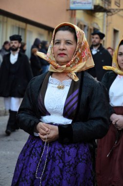 Sant 'Antioco, Sardinya 05.06.2019: Saint Antioco, Sardinya - 04.16.2018: Sant' Antioco dini geçit töreni