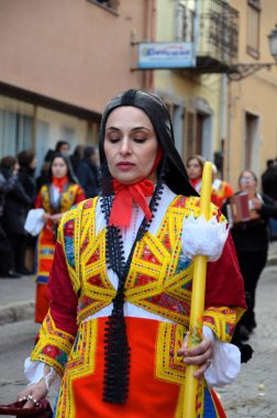 Sant 'Antioco, Sardinya 05.06.2019: Saint Antioco, Sardinya - 04.16.2018: Sant' Antioco dini geçit töreni