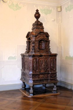 Nuremberg, Almanya 10.19.2019: Soba - Müzik odası, sıva Donato Polli