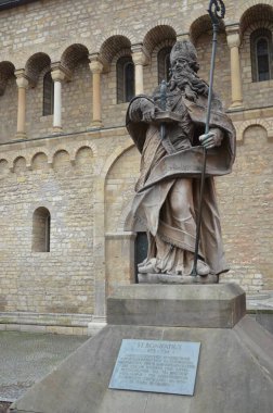 St. Boniface statue behind Mainz cathedral, Germany - architecture background clipart