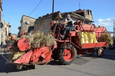 Villacidro, Sardinia 06.02.2019: Cherry's festival with traditional costumes of Sardinia clipart