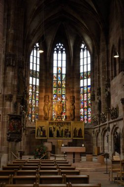 Nuremberg, Almanya 10.16.2019: Koro alanı, Meryem Ana Kilisesi, Nürnberg,