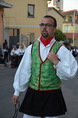Villacidro, Sardunya 06.02.2019: Cherry 'nin geleneksel Sardunya kostümlü festivali