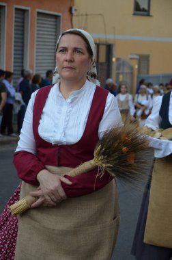 Villacidro, Sardunya 06.02.2019: Cherry 'nin geleneksel Sardunya kostümlü festivali