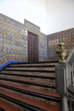 Seville, İspanya 03.23.2019: Puerta de Aragon Pavyonu (Aragon Kapısı) Plaza de Espana - Seville, Endülüs, İspanya